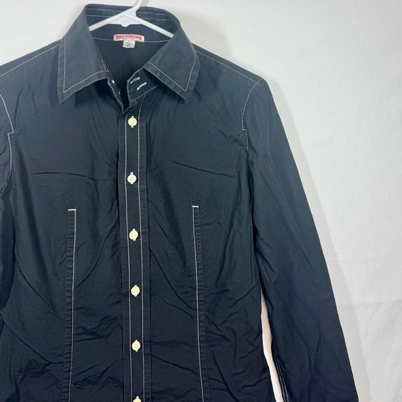 True Religion Black Button Down Shirt Western Style Stitch‎ Detail Sz Large - Picture 1 of 9